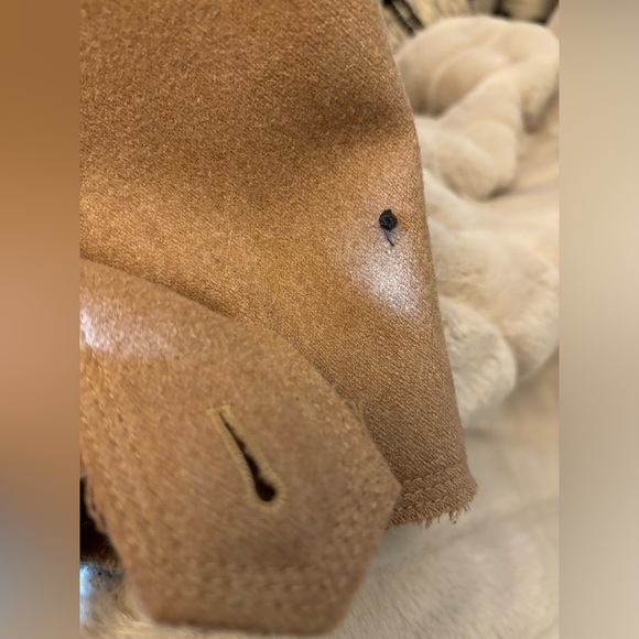 Uniqlo Jil Sander +J Peacoat Coat Jacket Women Size XSmall Camel Tan Raw Hem - Picture 6 of 15